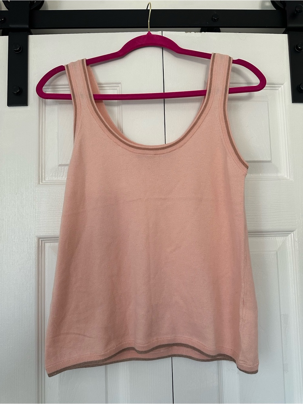 NWT Distressed NYC Vera Double Scoop Knit Tank Blush Pink XS-L